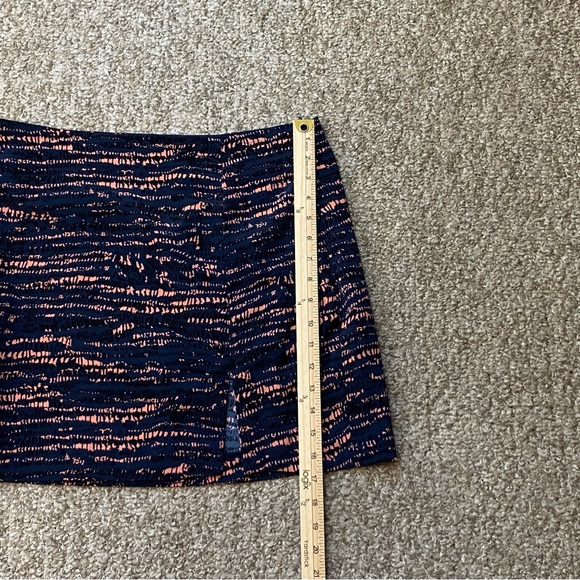 BCBGeneration Womens 10 Mini Skirt Navy Blue Pink Side Zip Front Slit Hem 17” - Picture 10 of 10